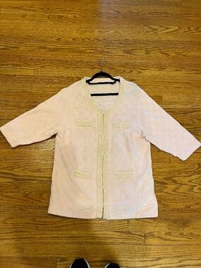 Michael Simon Pink Sweater Jacket with Pearl Embellishment 2X